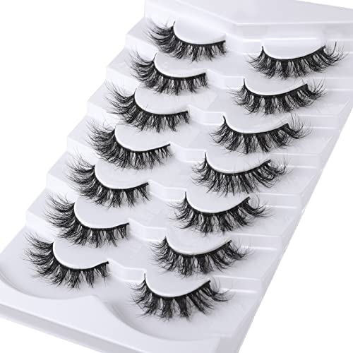 Mebver Cat Eye Lashes - Faux Mink False Eyelashes, 7 Pairs