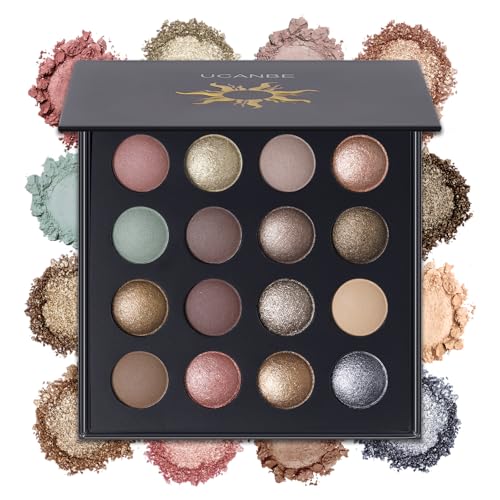 UCANBE Baked Eyeshadow Palette - 16 Highly Pigmented Shades
