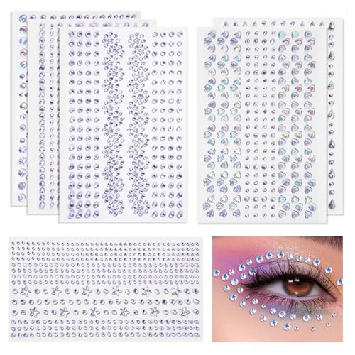 Face Gems Self-Adhesive Rhinestones, 1965pcs Holographic