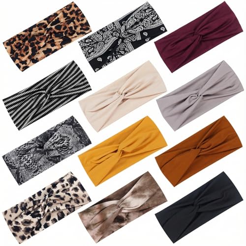12-Pack Wide Elastic Headbands for Women – Sports & Yoga