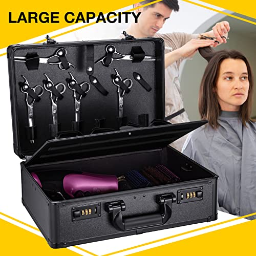 Noverlife Large Barber Carrying Case with Code Lock, Hairdresser Tool Box Organizer Traveling Case, Portable Travel Barber Suitcase for Hair Stylist Pet Groomer Beauty Salon Makeup Artist