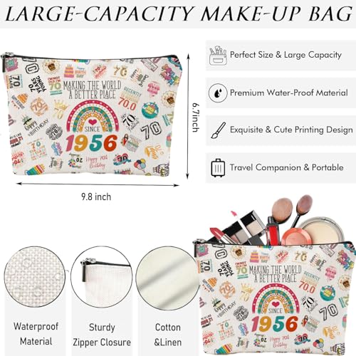1956 Makeup Bag for 70th Birthday Gifts | Elegant Cosmetic Organizer