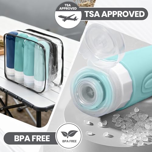8 Pack TSA Approved Travel Bottles Set - Leak Proof Silicone Containers