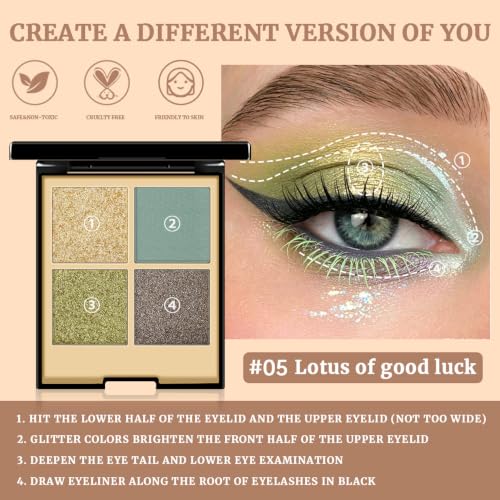 Cool Tone Grey Eyeshadow Palette - 4 Color Matte & Glitter