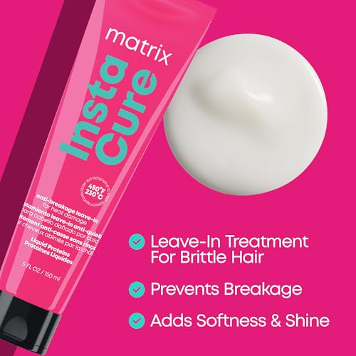 Matrix Instacure Anti-Breakage Leave-In Hair Treatment, Repairs & Strengthens, With Heat Protection, For Damaged Hair, Sulfate-Free & Vegan, 5.1 Oz