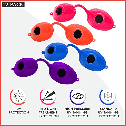 Super Sunnies UV Eye Protection, FDA Compliant Individual Tanning Bed Goggles Eyeshields, 12 Pack