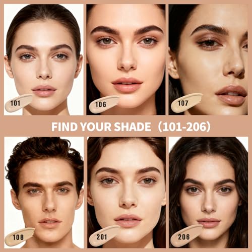 Anti-Dark Spot Liquid Foundation - Collagen Serum Foundation Infused with 2% Niacinamide, High Coverage For A Smooth & Satin Finish, 206 Medium