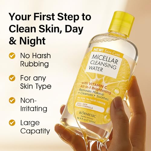 Micellar Water with Vitamin C - Makeup Remover & Face Cleanser 16.9oz