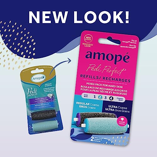 Amope Pedi Perfect Electric Foot File Replacement Roller Heads, 2 Pack