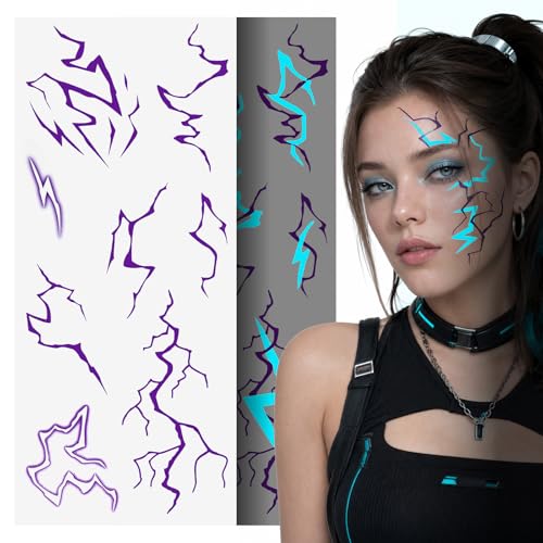 Luminous Laser Temporary Tattoos - 16 Designs, 2 Sheets