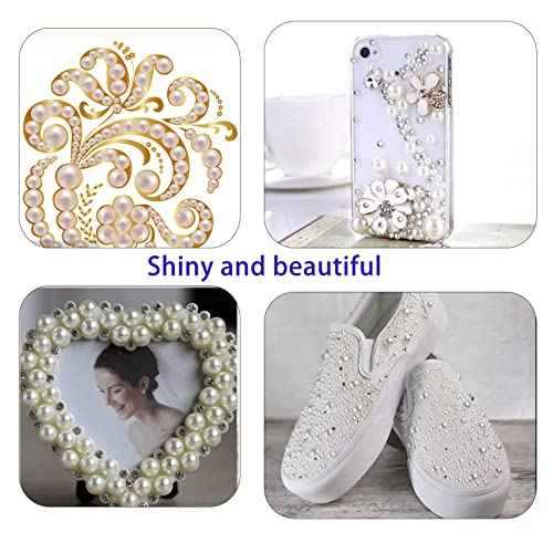 5900 Pcs Half Pearls for Crafts Black Nail Pearls for Nail Art Falt Back Pearls for Makeup Craft Pearls for Artists Creative DIY Flatback Pearls for Nails (2/3/4/5/6/8/10mm) , (ZZ003)