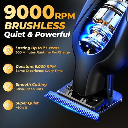 Zero Gap Cordless Hair Clipper Trimmer with LED Display - 9000 RPM