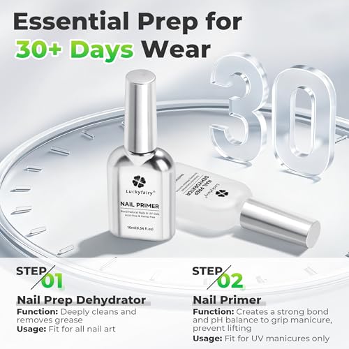 Luckyfairy Nail Dehydrator & Primer Kit for Strong Adhesion