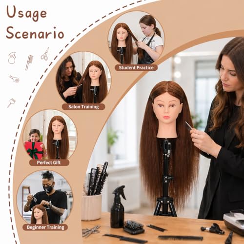 Cosmetology Mannequin Head 22-24" Real Human Hair Training