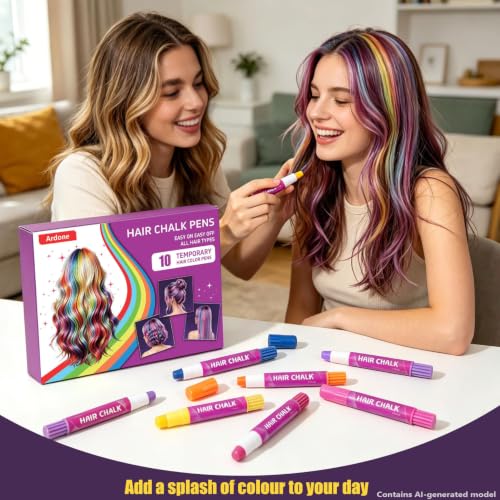 Artdone Hair Chalk Kit 10 Colors - Temporary Washable Hair Dye Pens