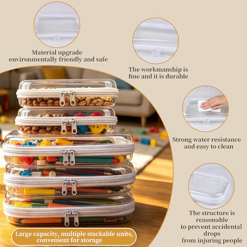 5-Pack Clear Hard Shell Zipper Cases with Lids