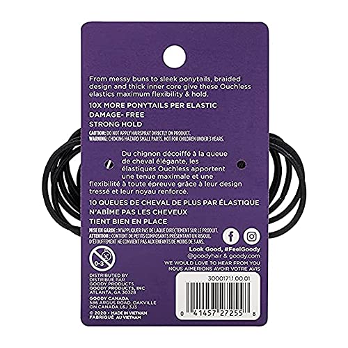 Small Black Hair Elastics - 36 Count, Ouchless No Damage Ponytail Holders