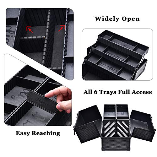 Joligrace Makeup Train Case 14 Inch – 6 Trays Professional Organizer with Lock