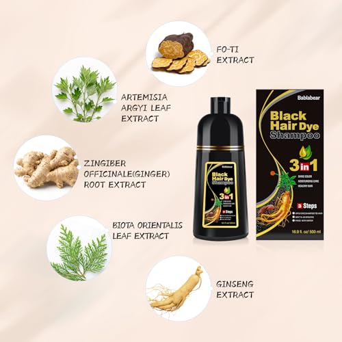 Black Hair Dye Shampoo for Gray Hair Coverage - 500ml