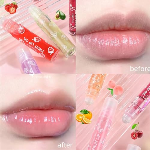 6 Pcs Fruit Flavored Roll-On Lip Gloss Oil Set