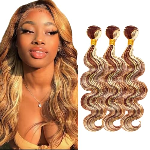 24 26 28 Inch P30/613 Human Hair Bundles Highlight Human Hair Bundles #613 Body Wave Bundle Color #30 Body Wave Bundle