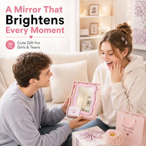 MR.MATE 5x7 Magnetic Locker Mirror | Real Glass, Pink