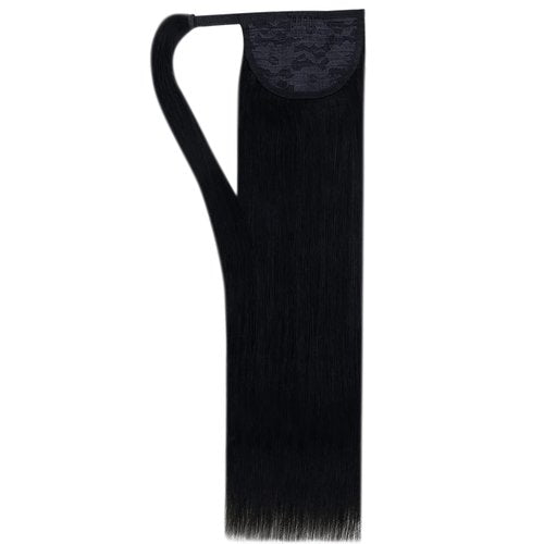 Easyouth Ponytail Extension Human Hair Black Pony Tails Hair Extensions Jet Black 12 Inch 70g Flexible Wrap Around Ponytail Human Hair Short Straight Hair Extensions