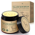 100% Grass-Fed Tallow, Organic Castor & Frankincense Oil Face Balm - Age-Defying Moisturizer for Sensitive & Dry Skin, Repairs Skin Barrier, Handmade for Face & Body, 4.2oz