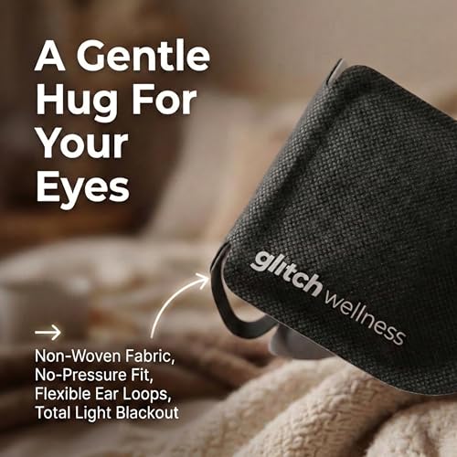 Glitch Self Heating Eye Mask - Steam Eye Mask for Dry Eyes, Soothing Relief, Stress Reduction - Disposable Warm Eye Compress Moist Heat