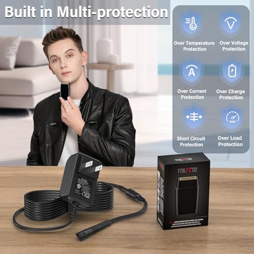 4.5V 1.2A Shaver Trimmer Charger Compatible with BaByliss PRO FXFS2 Power Cord AC Adapter for BaByliss PRO FX-FS2 FXFS2 Foilfx02 Foil FX02 FXFS2G Cordless Metal Double Foil Shaver Beard