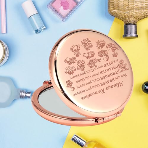 KEYCHIN Alice Cat Pocket Mirror Princess Movie Gifts You are Braver Stronger Smarter Than You Think Alice Cat Compact Mirror Alice Cat Merch (Alice Cat-RG)
