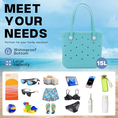 X-Large Waterproof Sandproof Beach Tote Bag with Zipper Pocket
