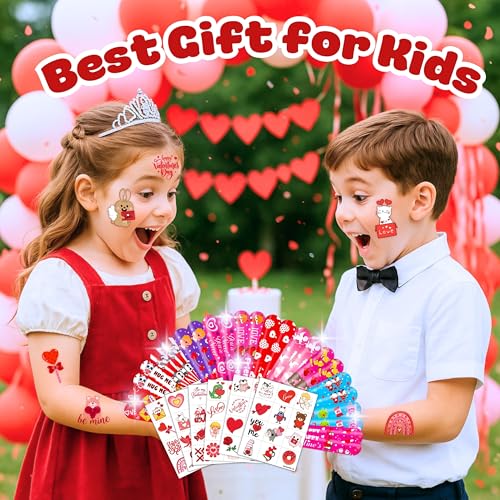 Valentine Party Favors Bundle - 72 Tattoos & 72 Slap Bracelets