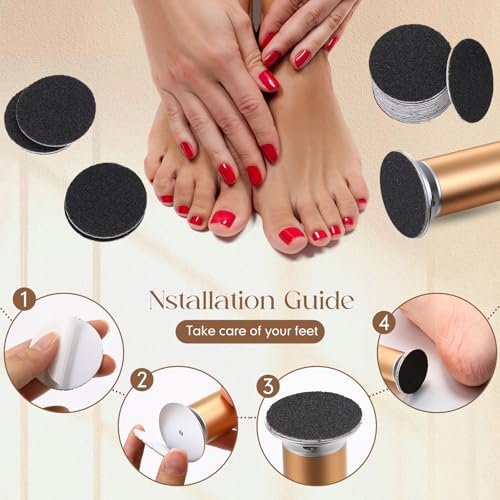 Gisafai 1000 Pcs Replaceable Sandpaper Refill Discs Bulk 80 Grit Replacement Sandpaper Pad Discs for Electric Foot File Callus Remover Black Tool Foot File Disks for Cracked Heels Dead Skin
