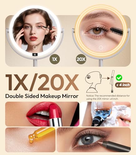 Glowtop 7" Lighted Makeup Mirror with 1X/20X Magnification