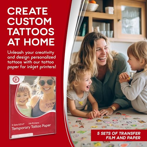 BubblePop! Printable Temporary Tattoo Paper - 5 Sheets for Inkjet