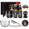 Mens Shaving Kit, Include Straight Razor, Sandalwood Shaving Soap & Cream, After Shave Balm, Pre-Shave Oil, Brush & Bowl ? Christmas Gifts for Men Him Secret Santa Gift Set Stocking Stuffers