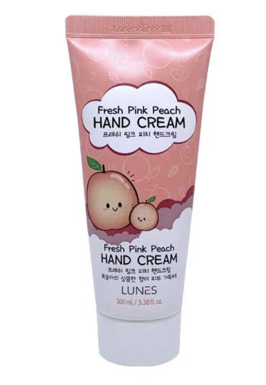 Lunes Fresh Pink Peach Hand Cream Keeps Your Hands Soft !! 100ml / 3.38 fl. oz. Korean Products