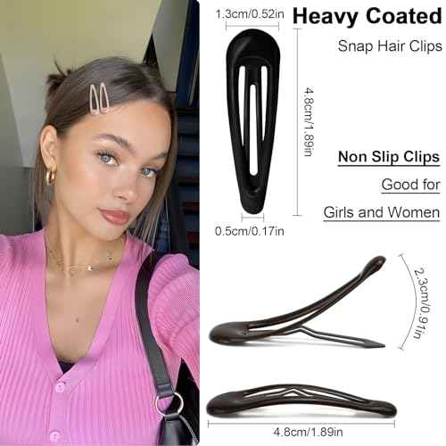 Snap Hair Clips for Women Water Drop Non Slip Hair Barrettes Heavy Coated Metal Hair Clips Accessory Mixed Color 20 PCS 1.89"