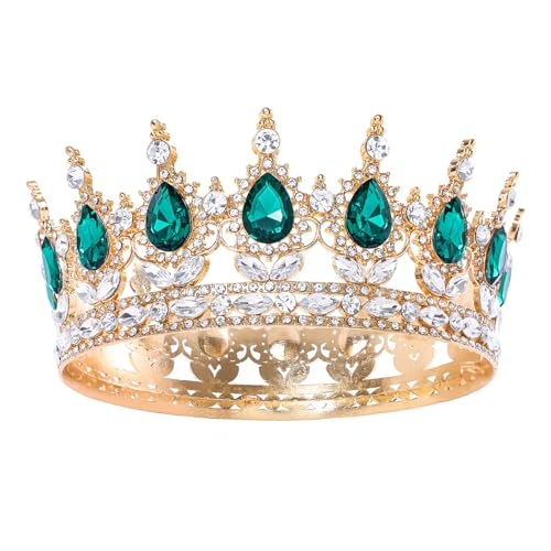 Green Crystal Rhinestone Crown Tiara for Women