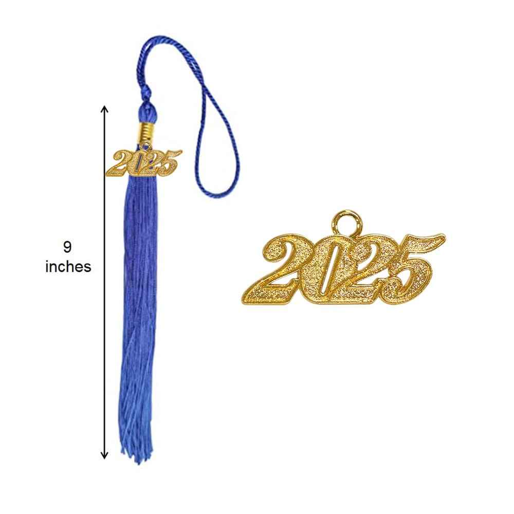 Happy Secret Unisex Shiny Kindergarten and Preschool Graduation Cap with 2025 Tassel 2024 Year Charm for Kids Royal Blue