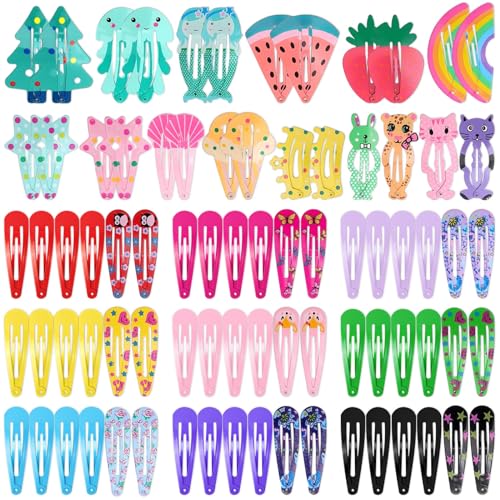 Anezus 80 Pcs Hair Clips for Girls Hair Barrettes Snap Non-Slip Metal Hair Clips for Girls Kids Teens Women