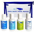 TRISWIM Shot Set in Travel Bag | 2oz Travel Size Chlorine Removal Shampoo, Swimmer¡¯s Conditioner, Swim Body Wash and Lotion | Removes Chlorine, Bromine, Hard Water Minerals & Saltwater and odors