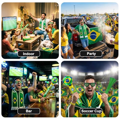 Soccer Fan Set with Flag, Glasses, Face Paint & Accessories