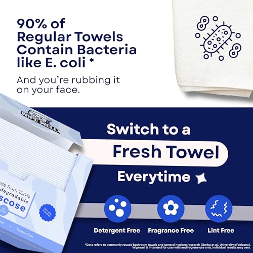 Disposable Face Towels for Sensitive Skin, Biodegradable Ultra Soft Facial Dry Wipes, Multi-purpose for Skin Care, Dye-Free, Paraben-Free, Lint-Free, Makeup Remover Clean Towel