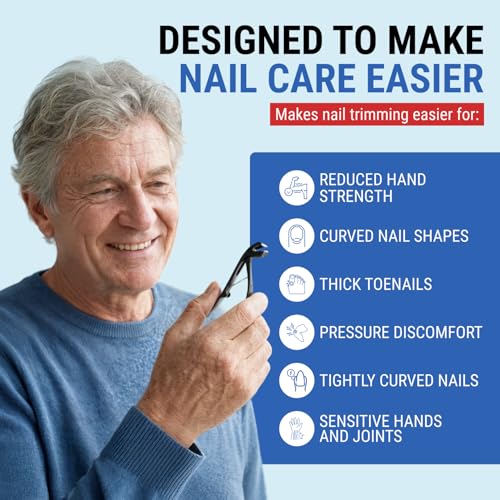 Heavy Duty Toenail Clippers for Thick Nails - Ergonomic Long Handle with Curved Blades