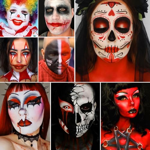 Oil-Based Face Paint Kit – 3×50g Black White Red with Brushes & Sponges