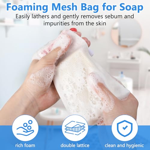 10 Pcs Soap Mesh Bags with Drawstring - Exfoliating Pouch Set