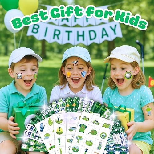 Golf Party Favor Set - 48 Tattoos & 24 Slap Bracelets