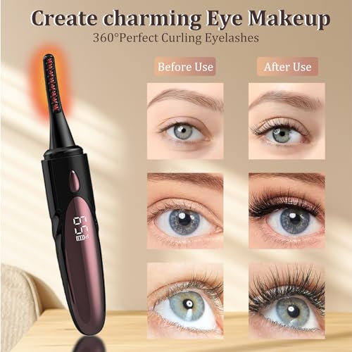 Gacavks Electric Heated Eyelash Curler - USB Rechargeable, 10s Heat-Up, 4 Modes